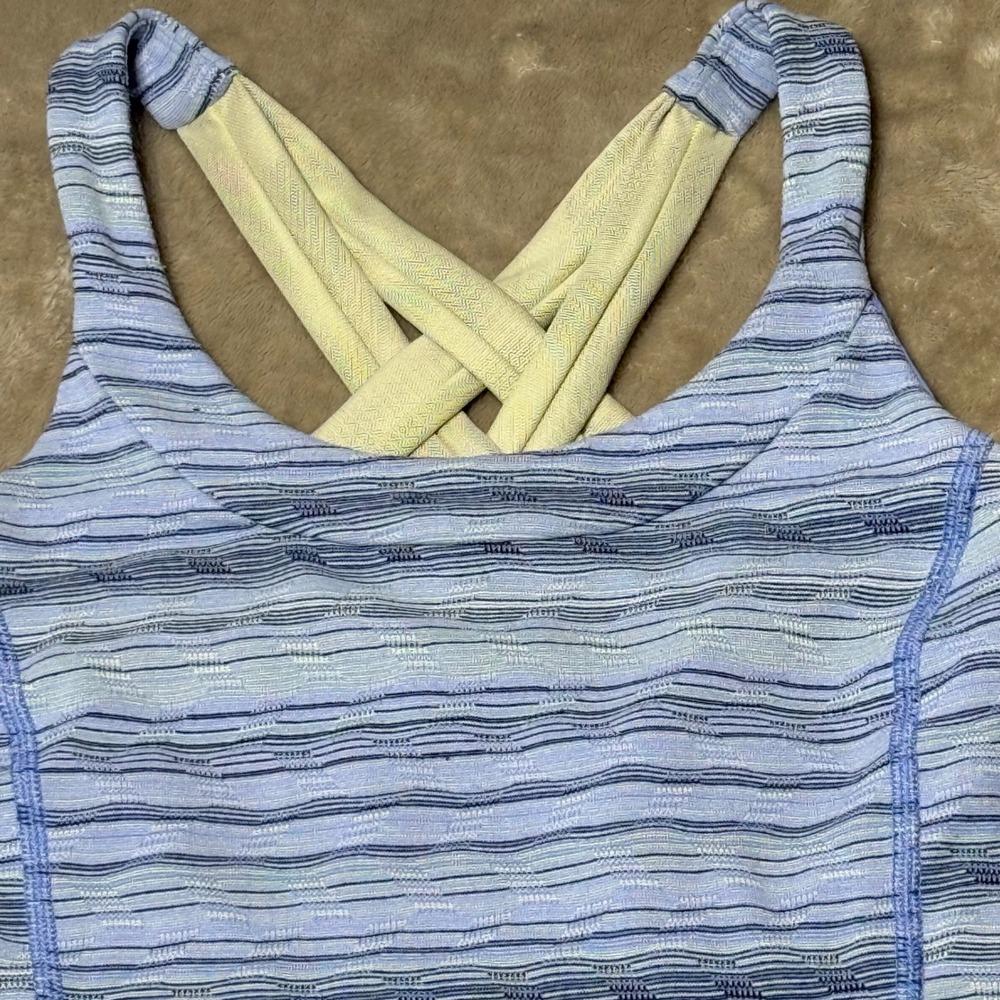 Lululemon Free To Be Tank Top Blue Purple Space Dye Strappy Back Size 6 Cotton